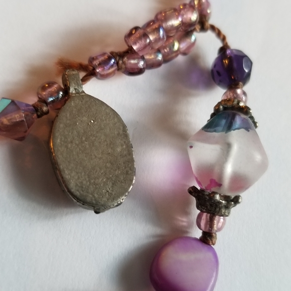 Relisted -Handmade beaded bracelet Virgin Mary religious purple flower - Picture 9 of 12